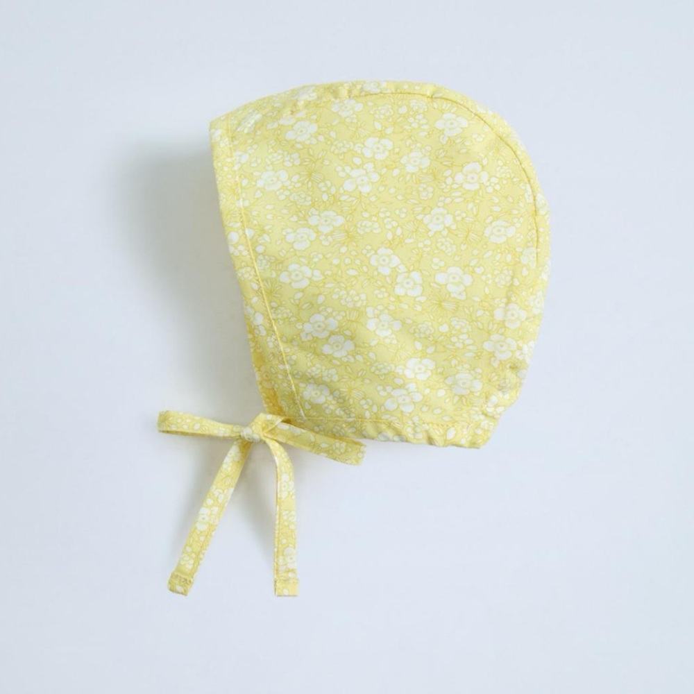 NWT Zara 0-3m floral poplin cotton bonnet with ties